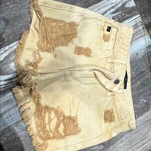 KanCan Distressed Tan Jean Shorts